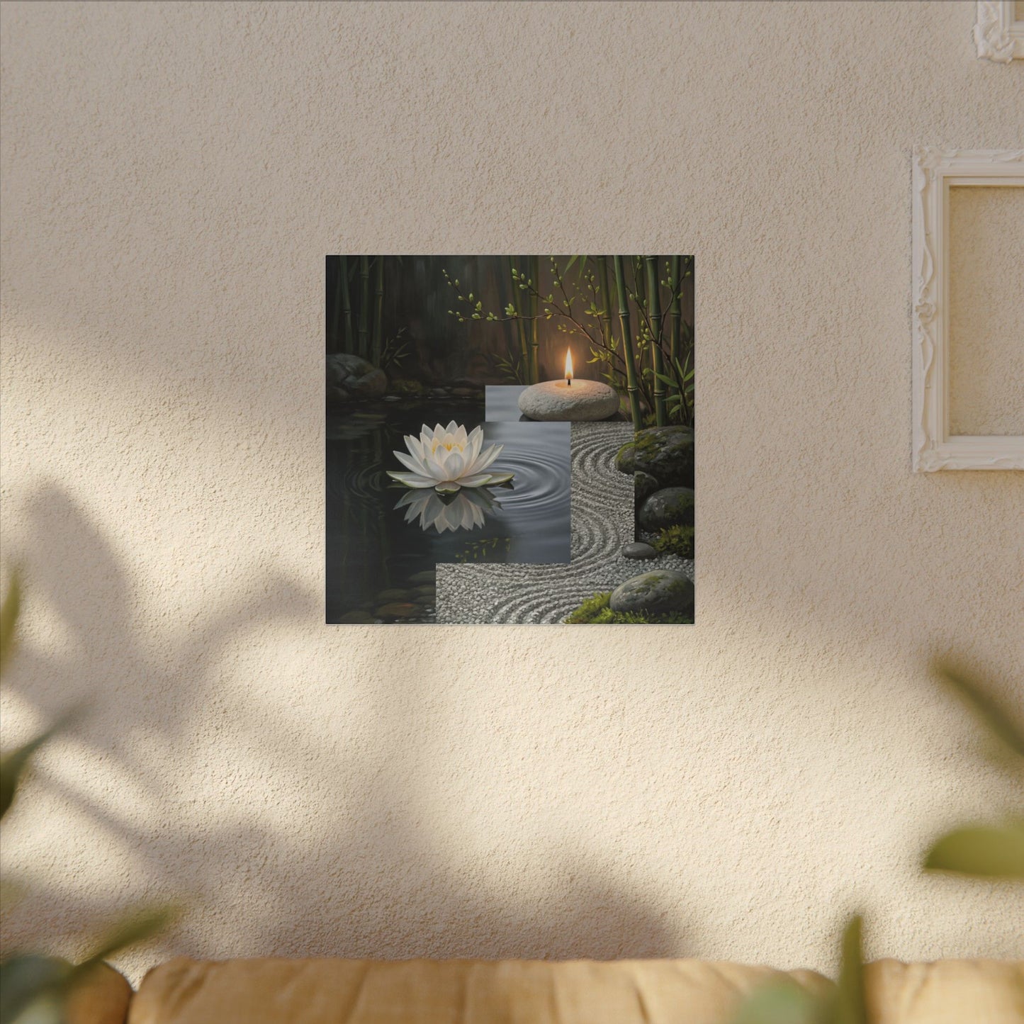 Candlelight Lotus Flower Canvas Art - Zen Kanso