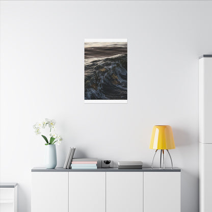 Dark Japandi Ocean Wave in Dawn | Moody Minimal Canvas Art