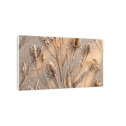 Japandi Dried Flowers in Golden Hour | Watercolor Canvas Art