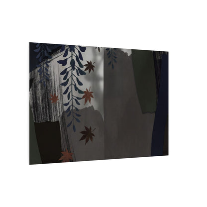 Wisteria Autumn Canvas Art | Dark Japandi Moody Design