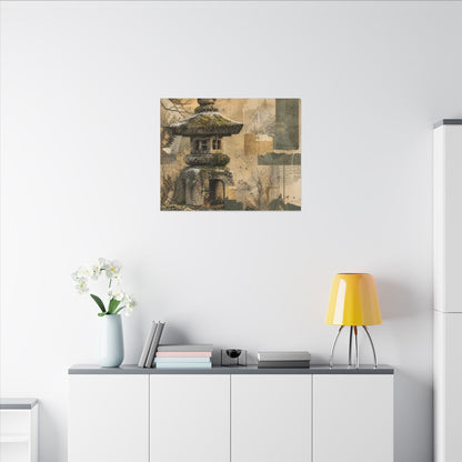 Elegant Stone Lantern Canvas Art - Texture Japandi