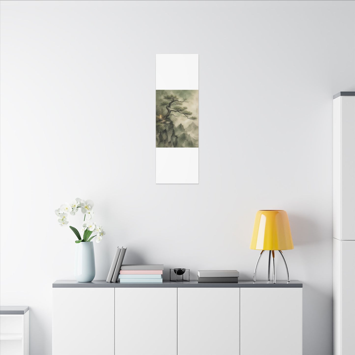 Candlelight Pine Tree Canvas Art - Japandi Kanso