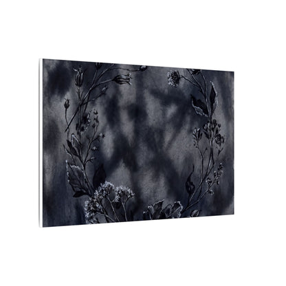 Dried Flowers Canvas Art | Winter Dark Japandi Shadow Zen Art
