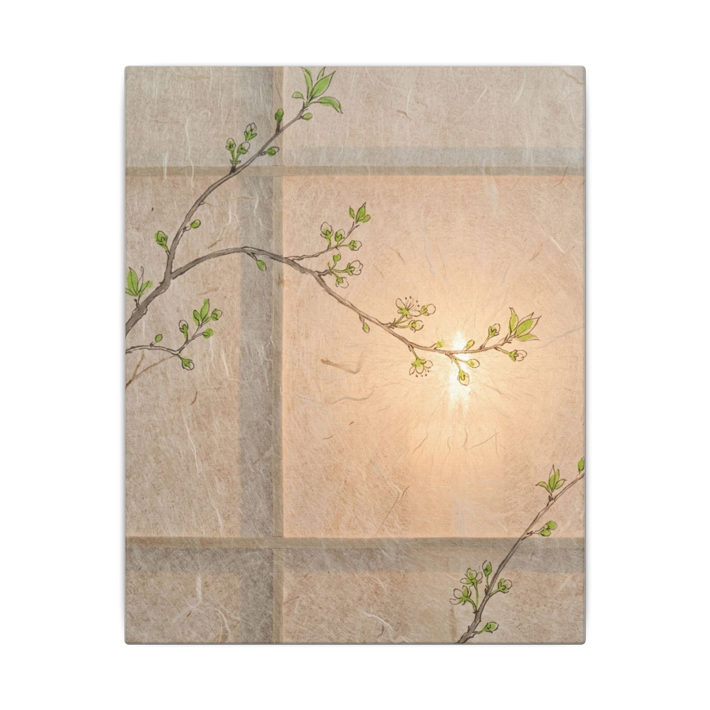 Shoji Screen Canvas Art | Spring Japandi Minimal Line Art