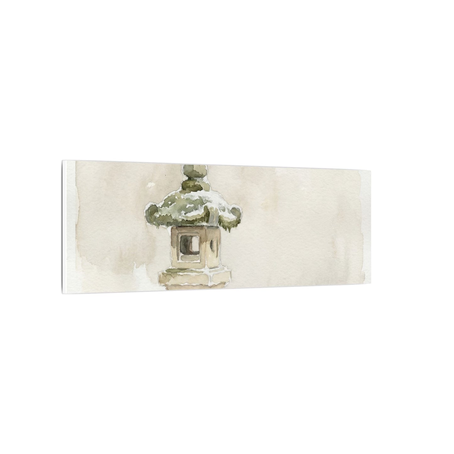 Stone Lantern Winter Canvas Art | Japandi Earthy Design