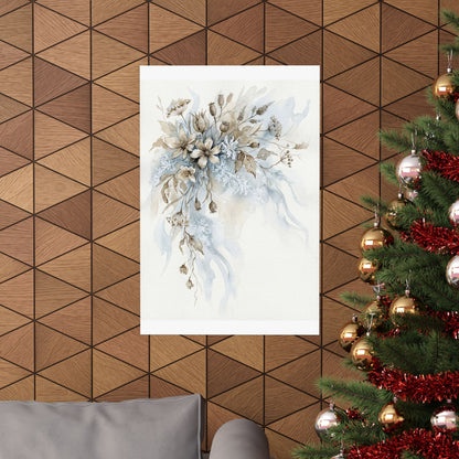 Japandi Dried Flowers in Moonlight | Watercolor Wall Art Print
