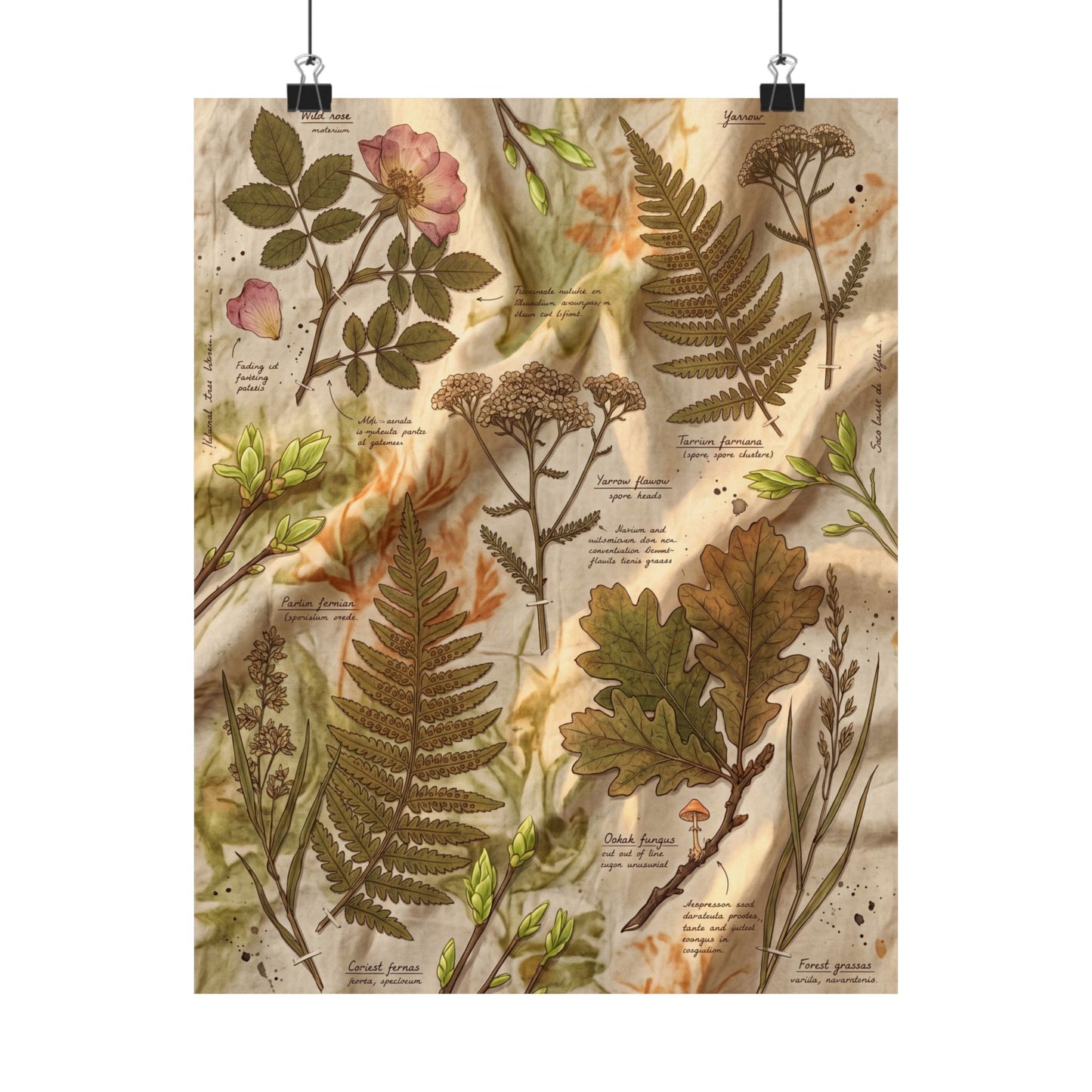 Spring Silk Drape Herbarium Wall Art Print | Nostalgic Decor