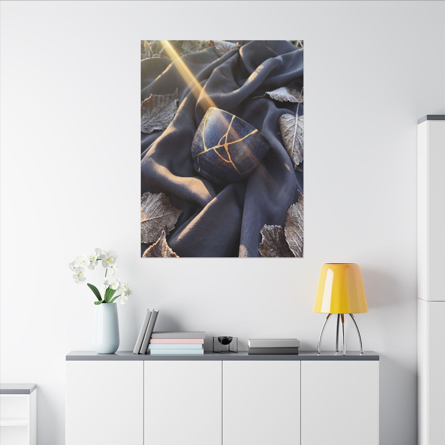 Winter Silk Drape Gold Repair Canvas Art | Artful Decor