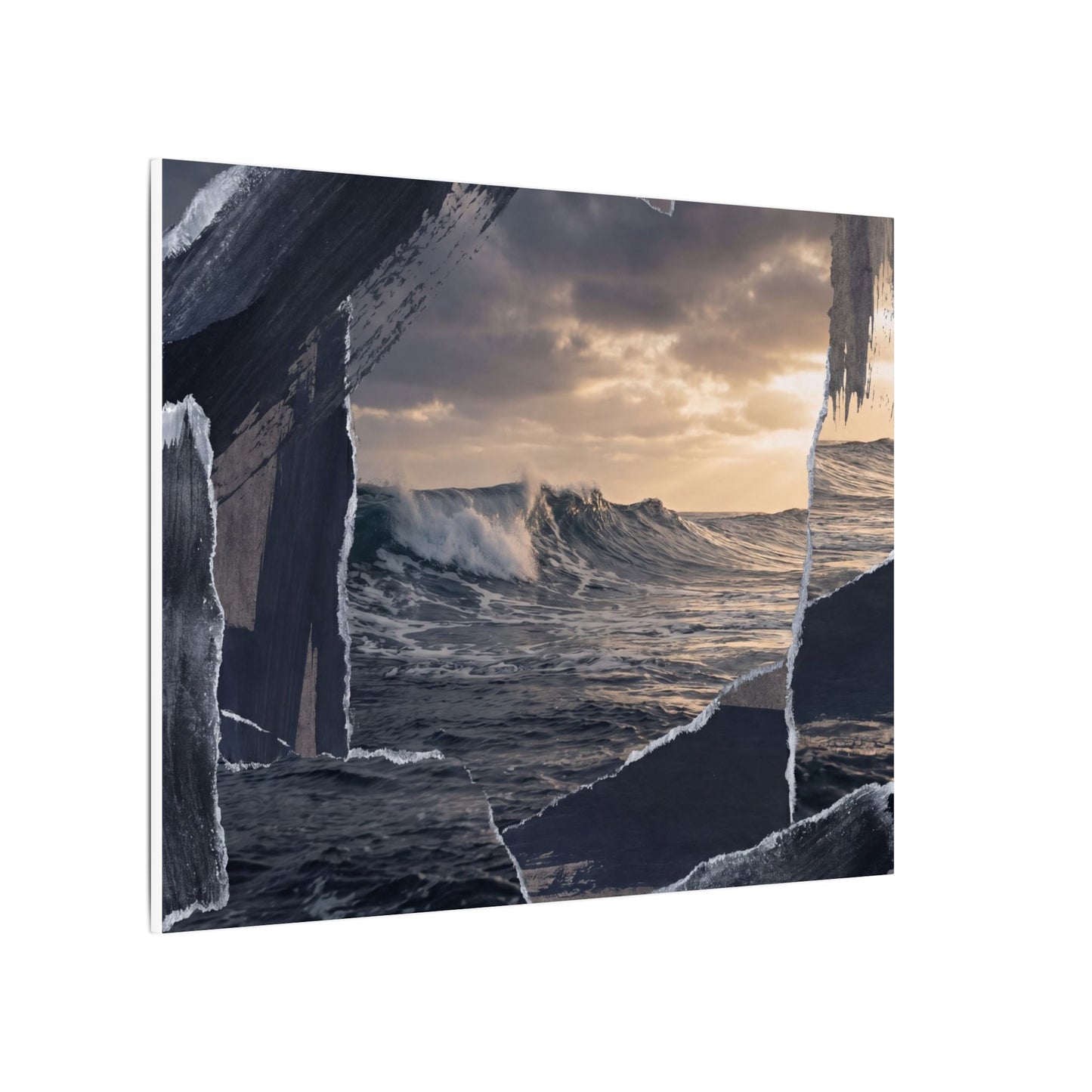 Fukinsei Ocean Wave Canvas Art - Dark Japandi Shadow Zen