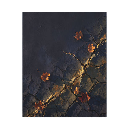Cracked Earth Canvas Art | Autumn Dark Japandi Dark Texture Art