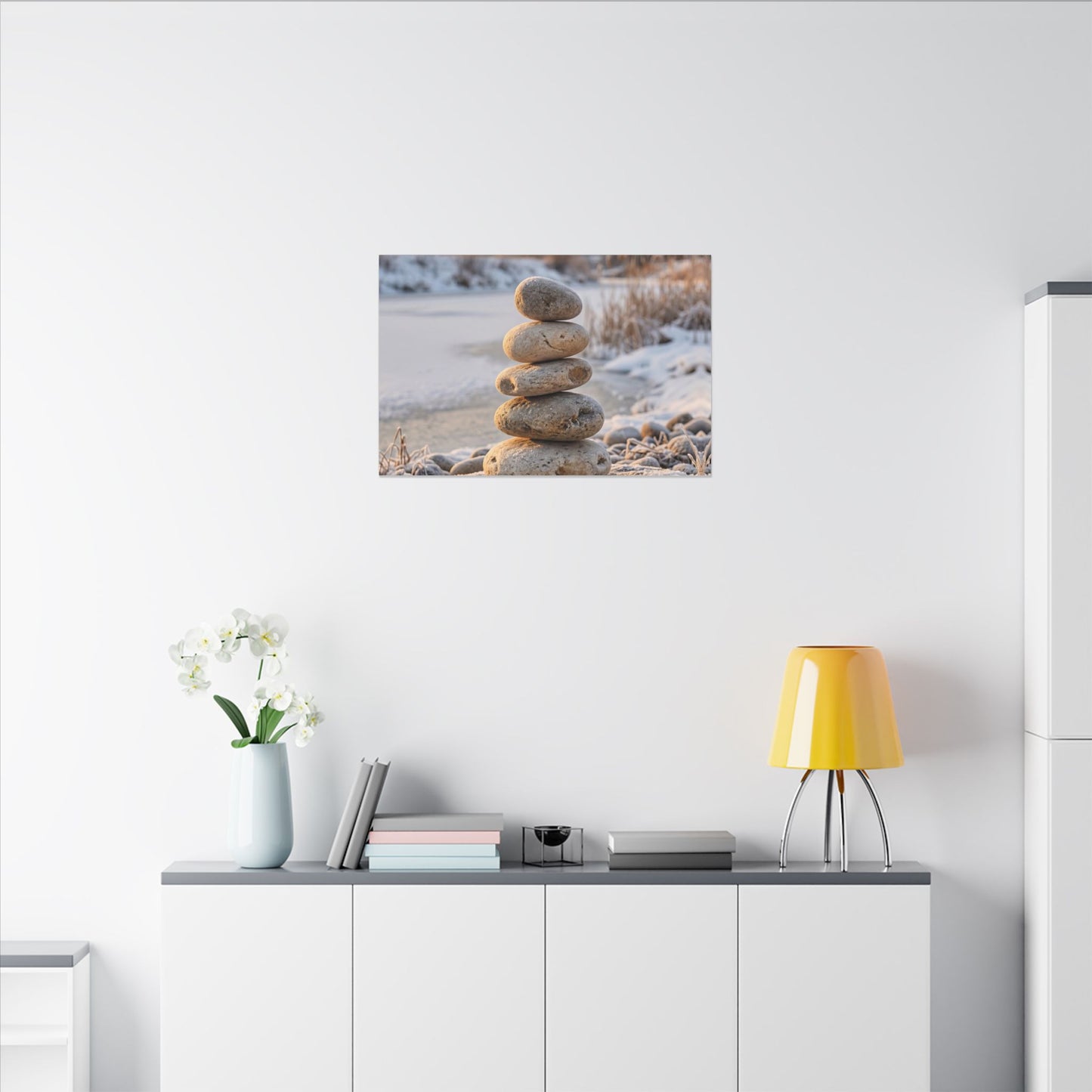 Ma River Stones Canvas Art - Japandi Japanese Pattern