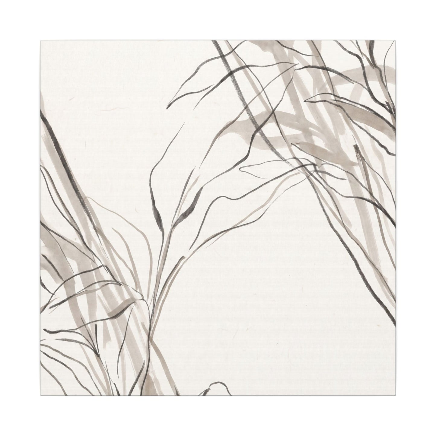Neutral Shoji Screen Canvas Art - Minimal Line Japandi