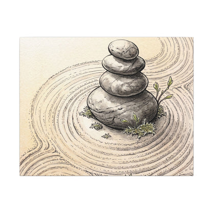 River Stones Spring Canvas Art | Zen Serene Design Art Print