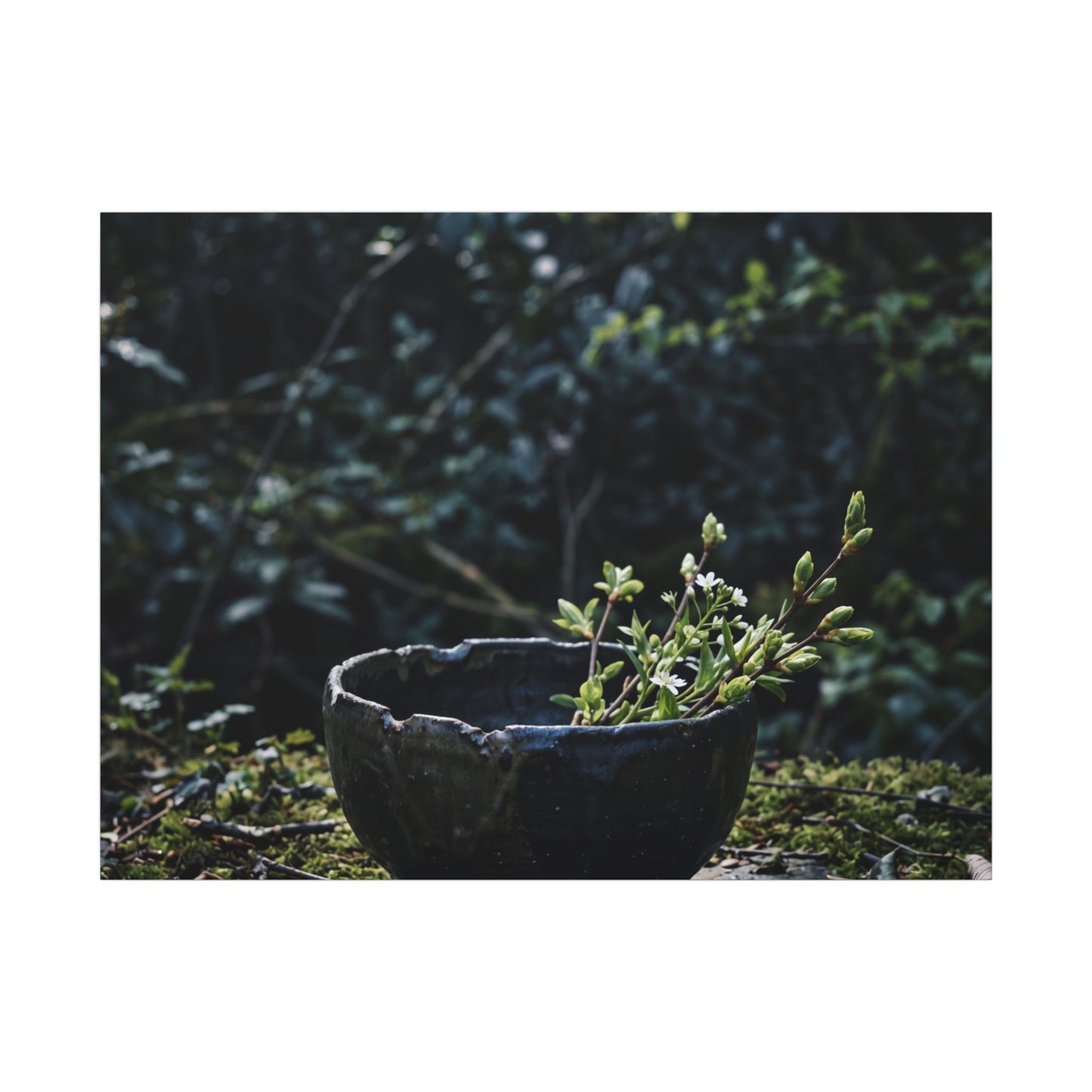 Dappled Ceramic Bowl Canvas Art - Dark Japandi Datsuzoku