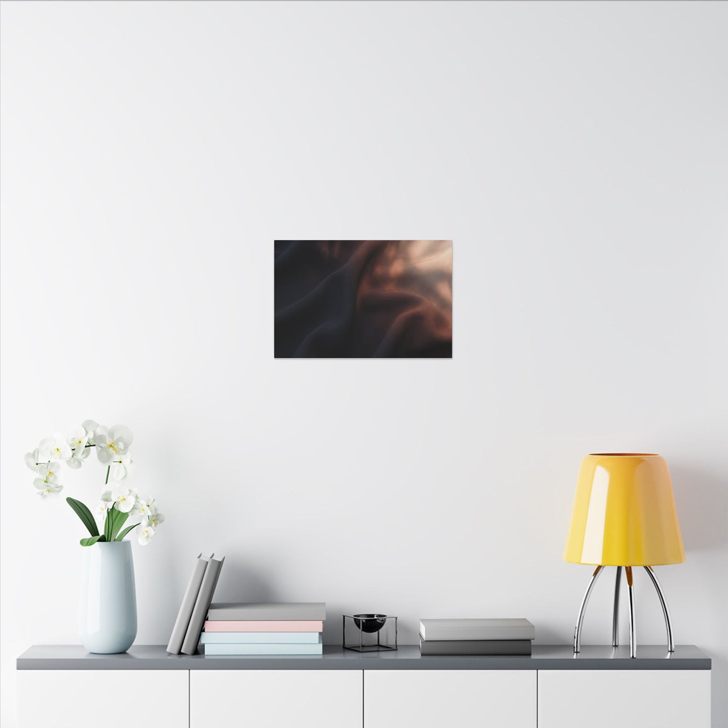 Dark Japandi Silk Drape in Dawn | Shadow Zen Canvas Art