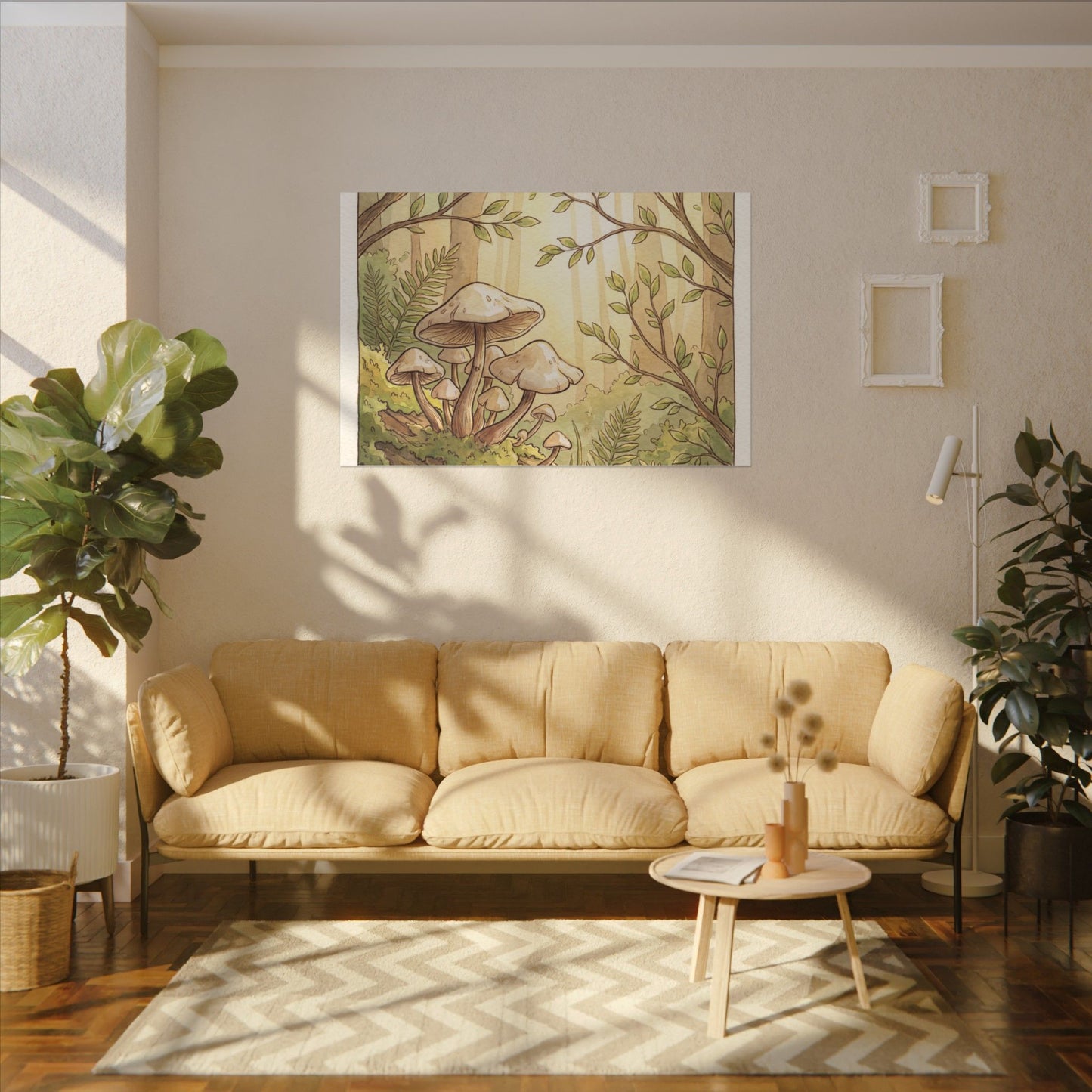Spring Wild Mushrooms Mushroom Illustration Canvas Art | Cozy Decor