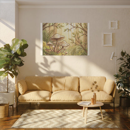 Spring Wild Mushrooms Mushroom Illustration Canvas Art | Cozy Decor