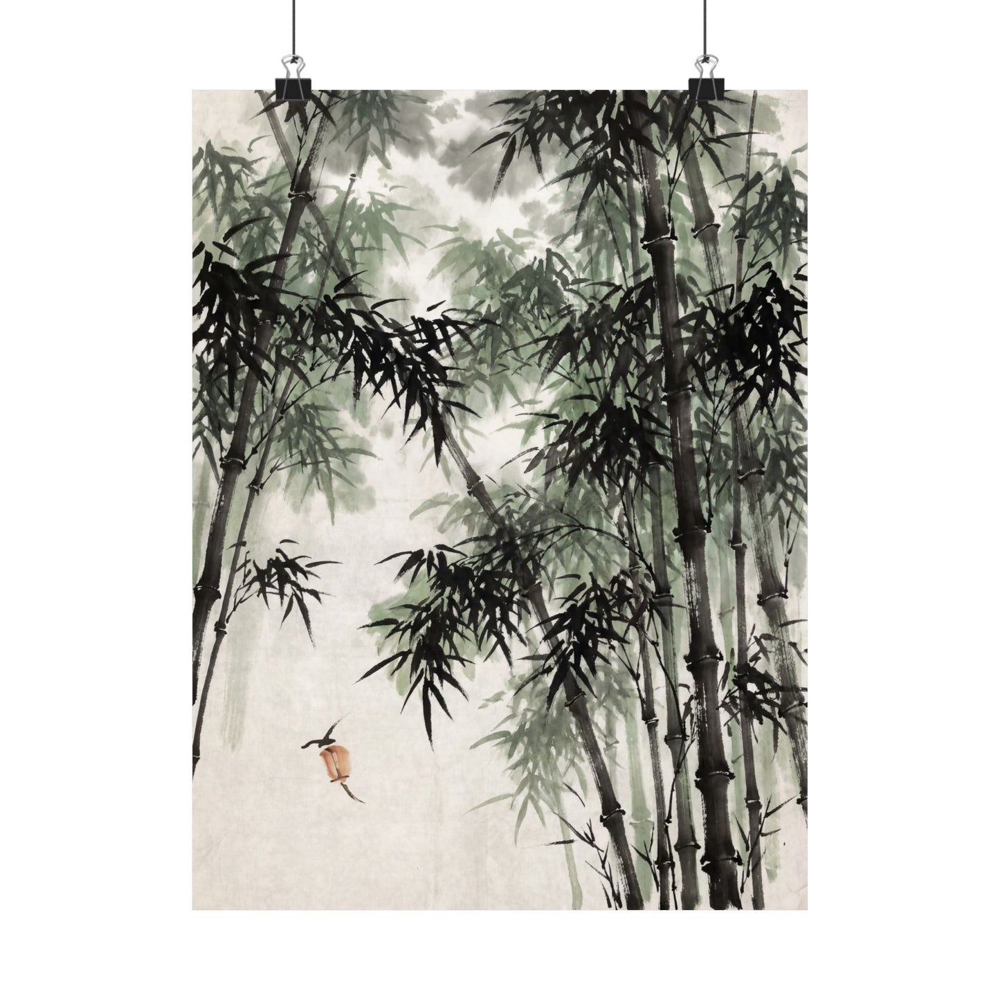 Bamboo Grove Sumi E Wall Art Print | Tranquil Zen Art Art Print