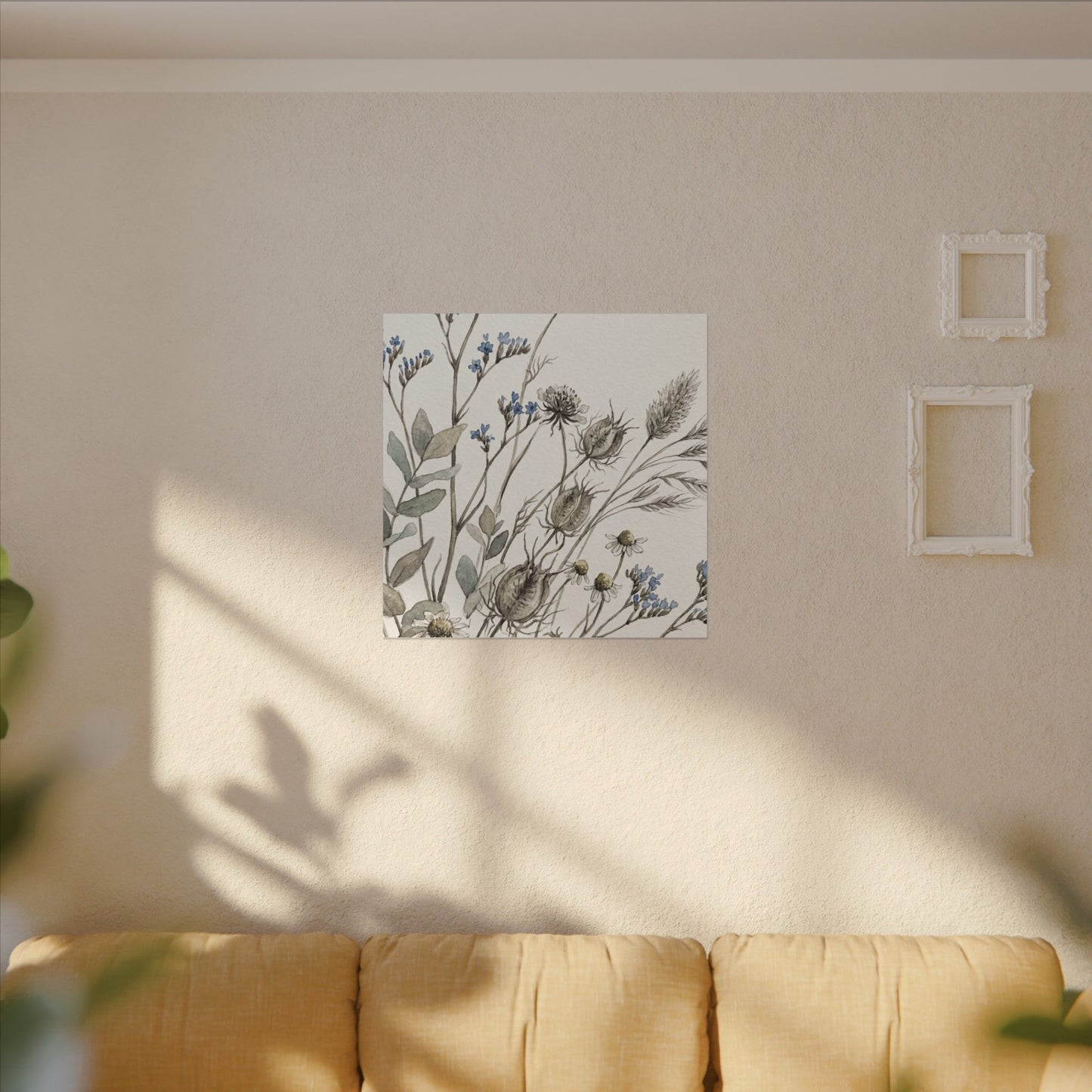 Dried Flowers Canvas Art | Summer Japandi Watercolor Art
