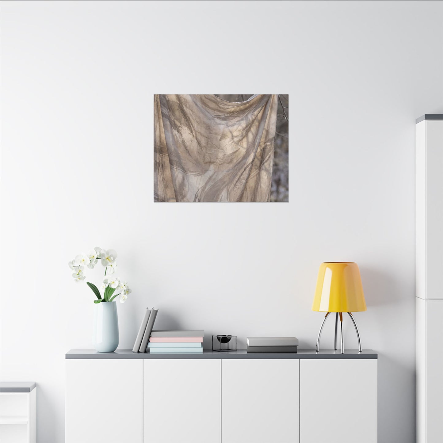 Ma Silk Drape Canvas Art - Japandi Japanese Pattern