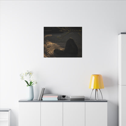 Ma Rock Garden Canvas Art - Dark Japandi Shadow Zen