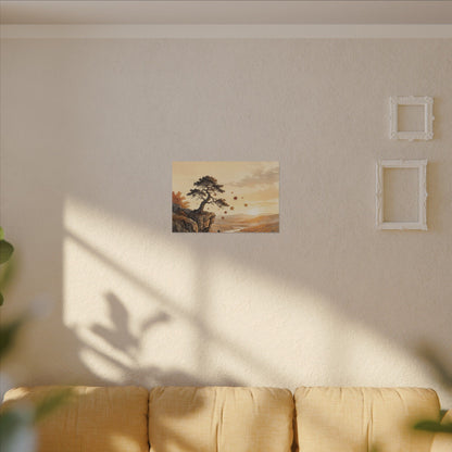 Pine Tree Autumn Canvas Art | Japandi Warm Design