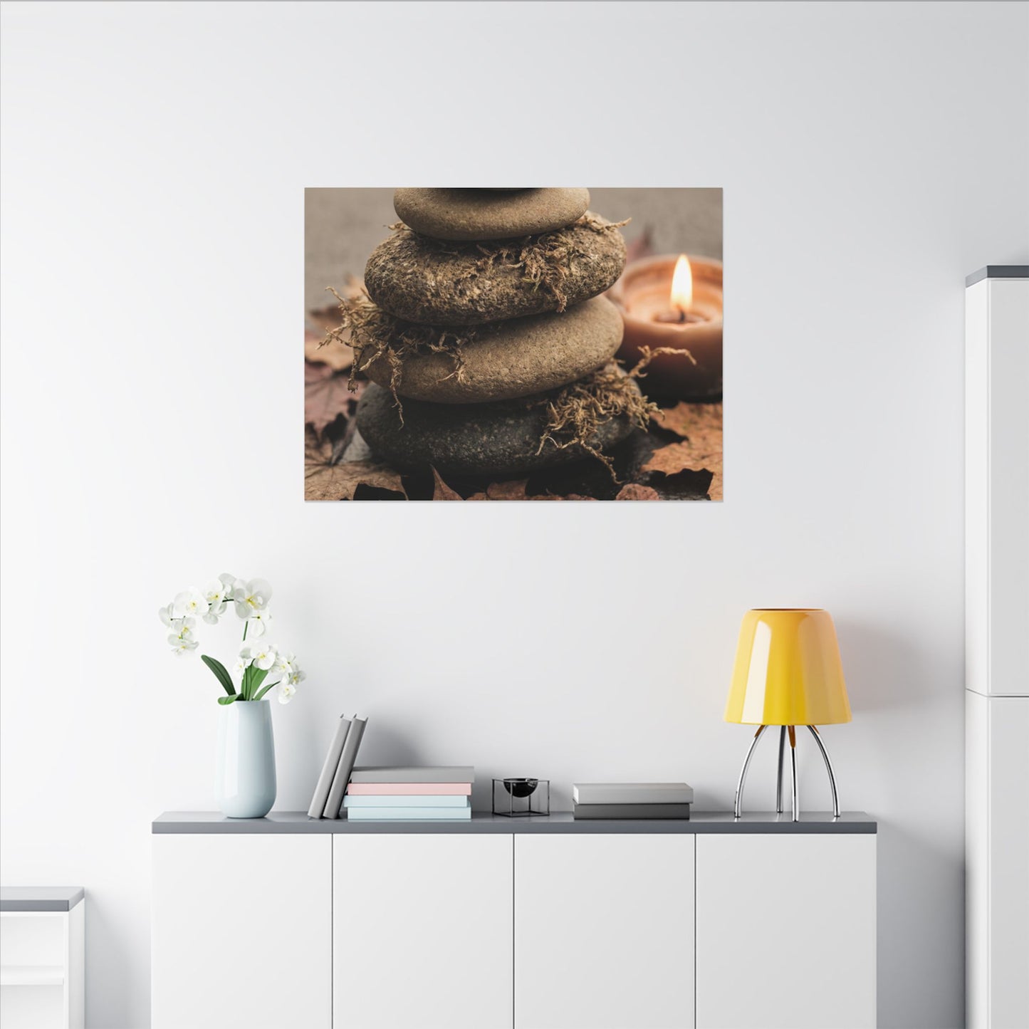 River Stones Canvas Art | Autumn Japandi Texture Art
