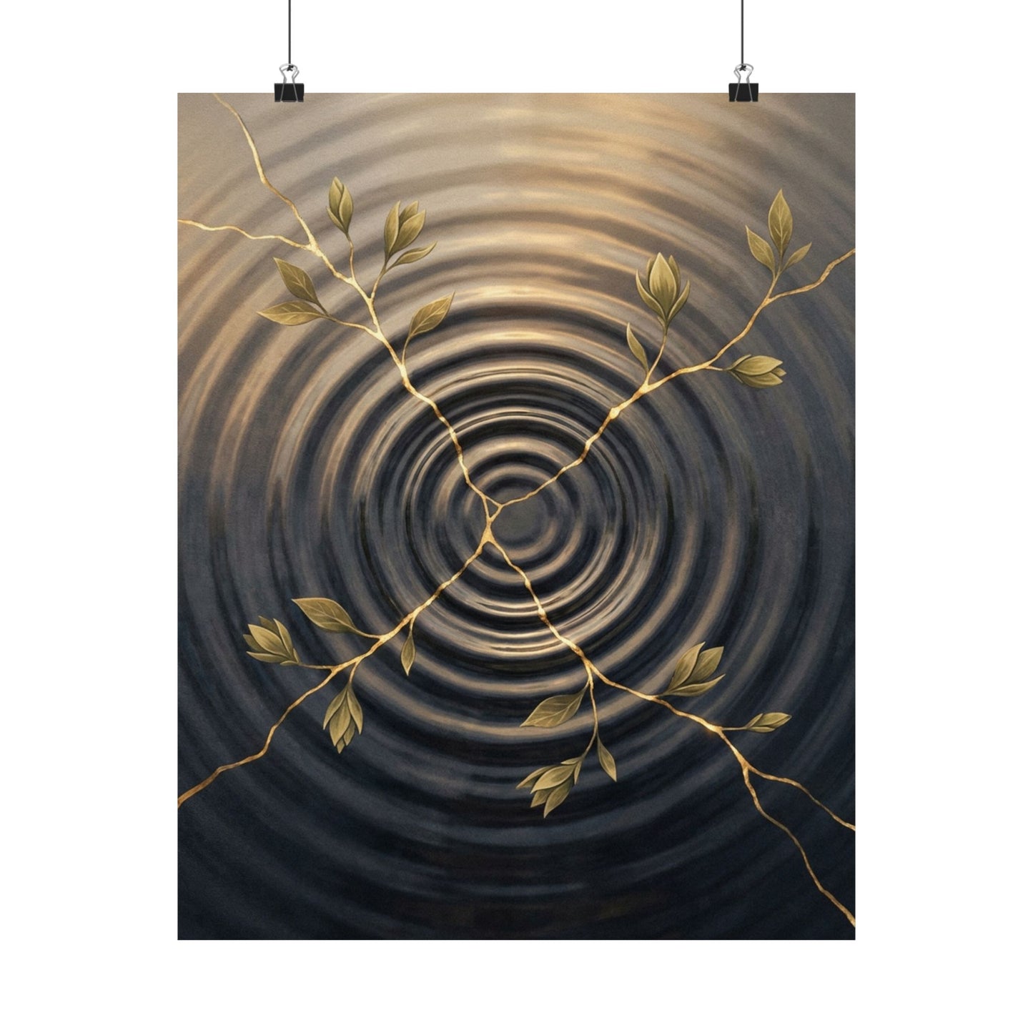 Kanso Water Ripple Wall Art Print - Kintsugi Gold Vein