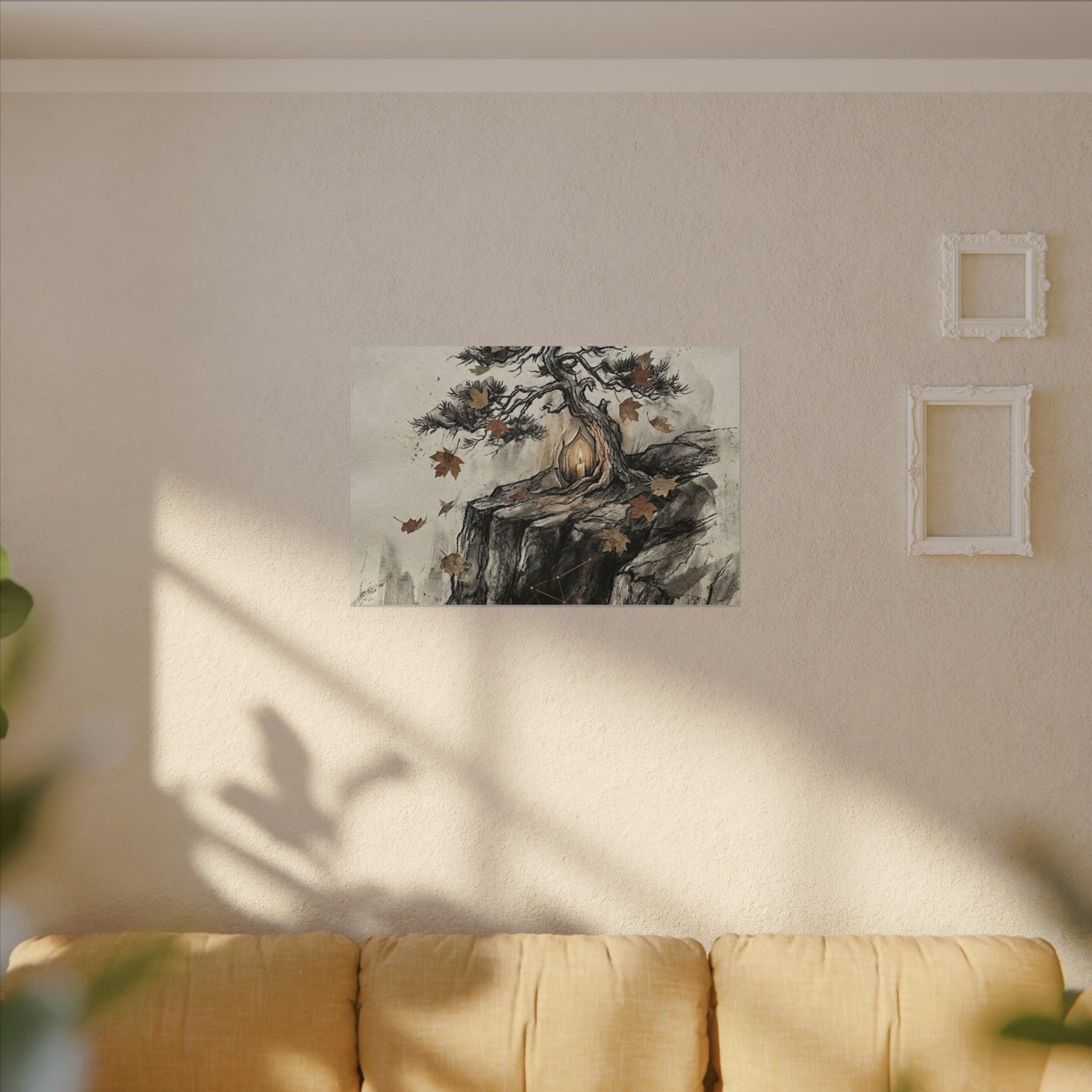 Pine Tree Autumn Canvas Art | Japandi Earthy Design