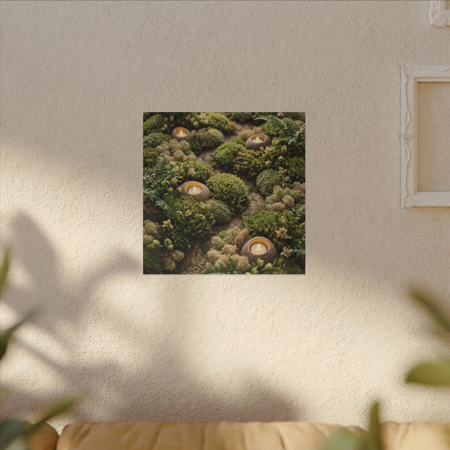Moss Close Up Japanese Pattern Canvas Art | Neutral Japandi Art