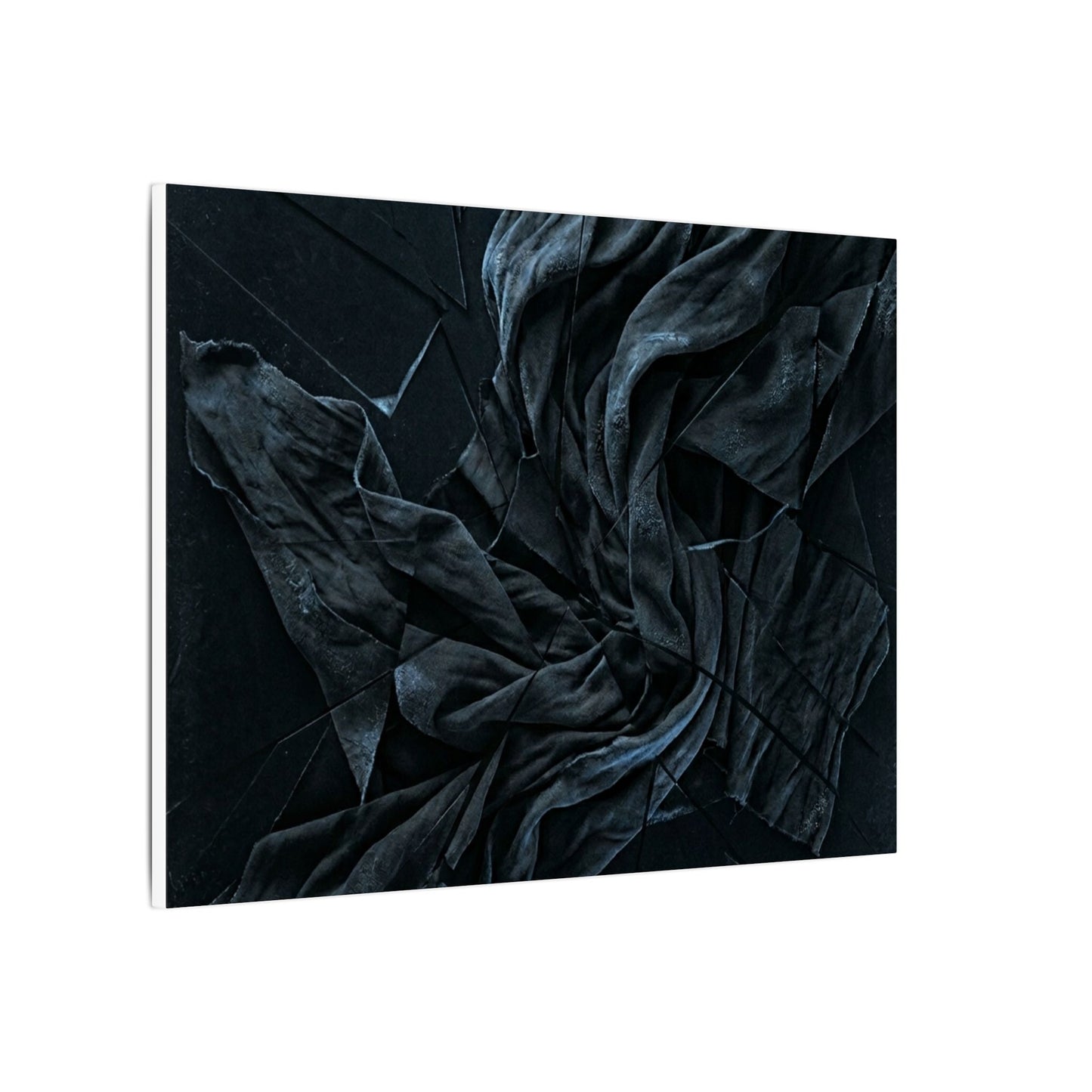 Dark Japandi Silk Drape in Moonlight | Moody Minimal Canvas Art