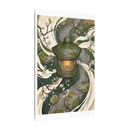 Zen Stone Lantern in Candlelight | Ukiyo E Inspired Canvas Art