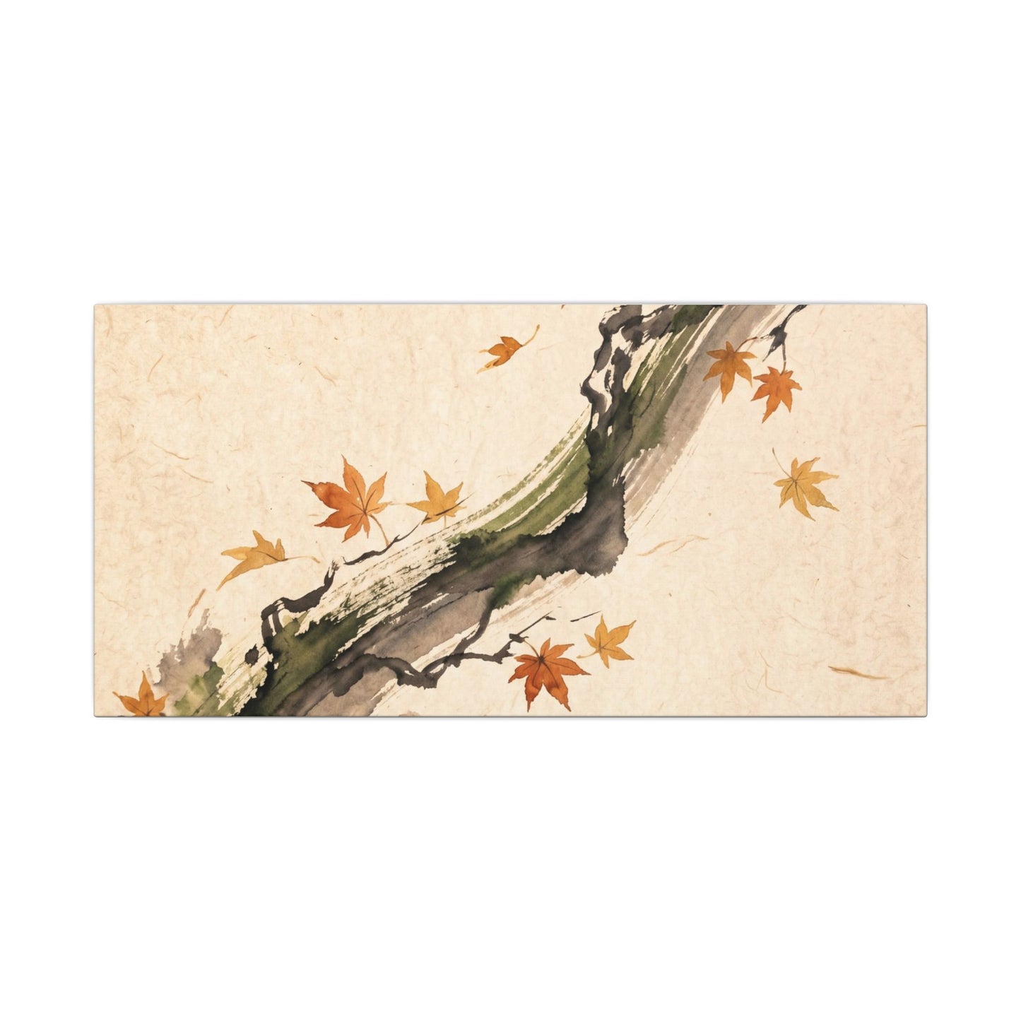 Ink Brushstroke Autumn Canvas Art | Zen Calm Design