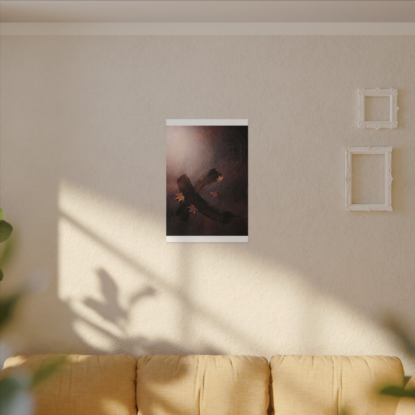 Moody Ink Brushstroke Canvas Art - Moody Minimal Dark Japandi
