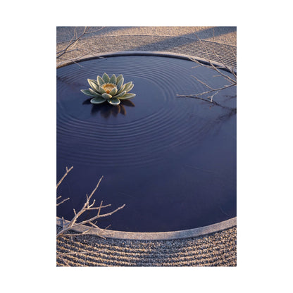 Lotus Flower Karesansui Wall Art Print | Tranquil Zen Art