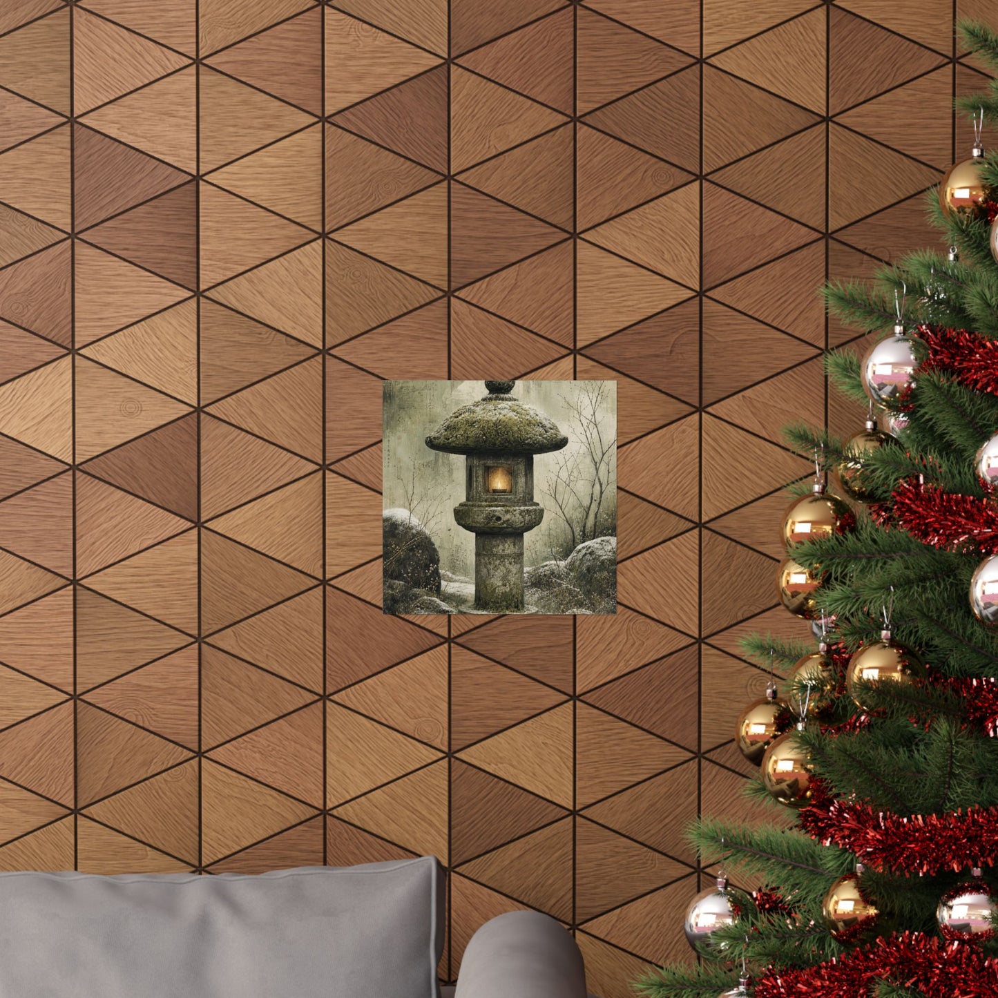 Cozy Stone Lantern Wall Art Print - Texture Japandi