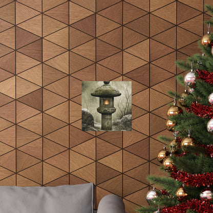 Cozy Stone Lantern Wall Art Print - Texture Japandi