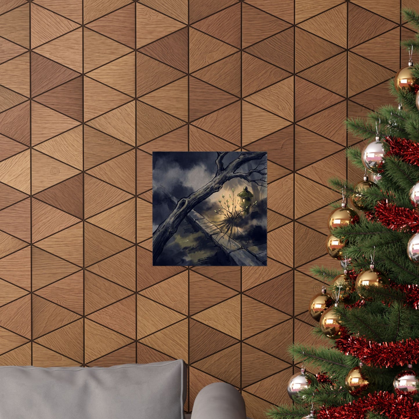 Golden Hour Moonlit Garden Wall Art Print - Dark Japandi Datsuzoku
