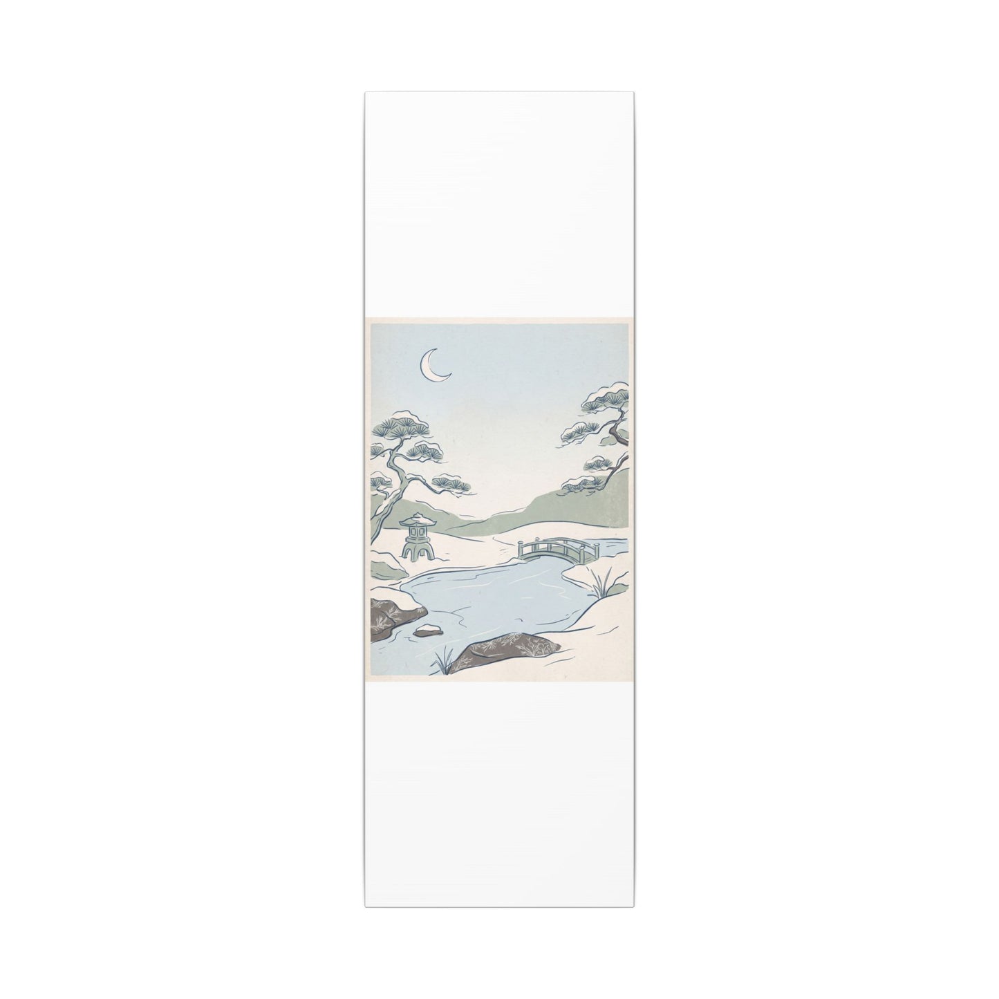 Japandi Moonlit Garden in Moonlight | Minimal Line Canvas Art
