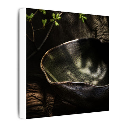 Sophisticated Ceramic Bowl Canvas Art - Dark Texture Dark Japandi