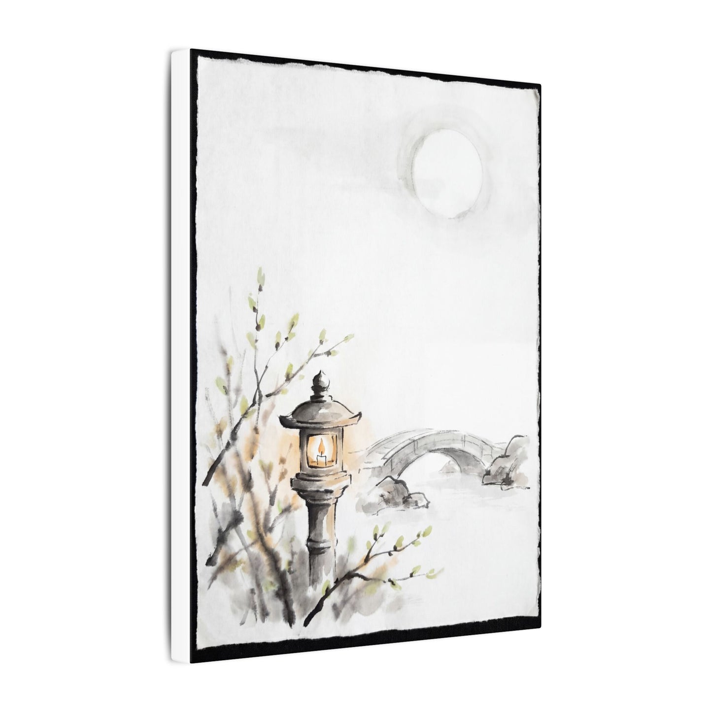 Moonlit Garden Spring Canvas Art | Zen Contemplative Design