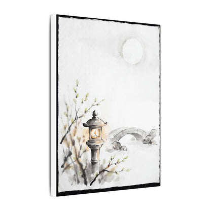 Moonlit Garden Spring Canvas Art | Zen Contemplative Design