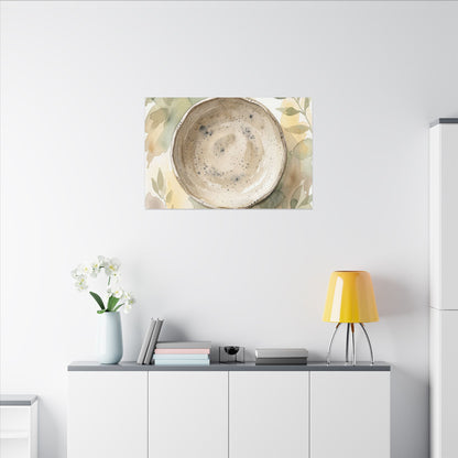 Ceramic Bowl Watercolor Canvas Art | Warm Japandi Art