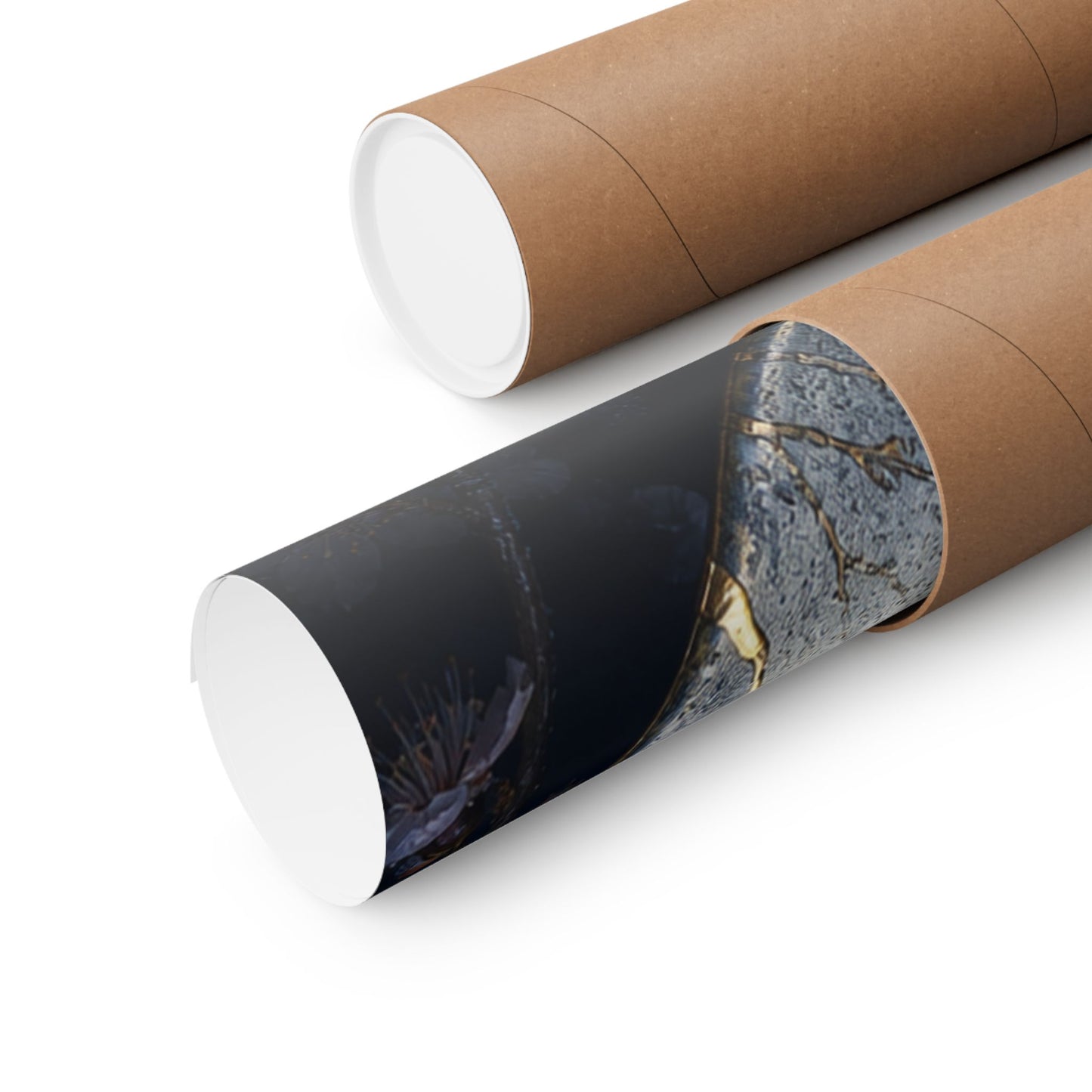 Kintsugi Cherry Blossom in Moonlight | Gold Repair Wall Art Print