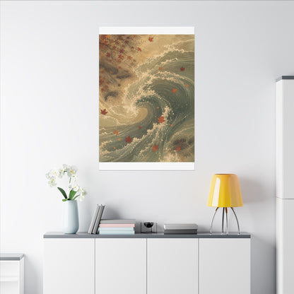 Japandi Ocean Wave in Candlelight | Japanese Pattern Canvas Art