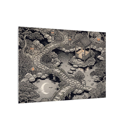 Moonlit Garden Ukiyo E Inspired Canvas Art | Serene Zen Art