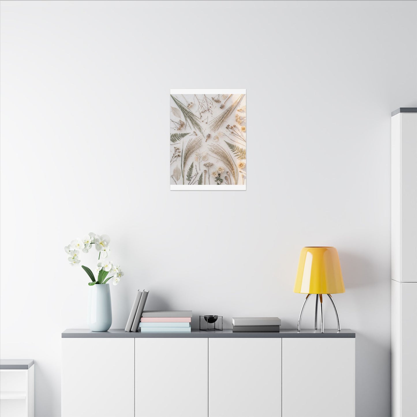 Elegant Dried Flowers Canvas Art - Japanese Pattern Japandi