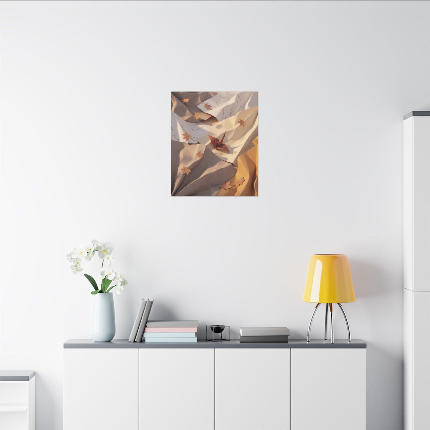 Autumn Paper Fold Minimal Line Canvas Art | Cozy Decor