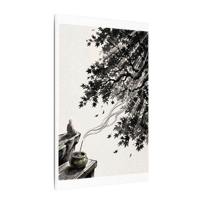 Serene Incense Smoke Canvas Art - Ukiyo E Inspired Zen