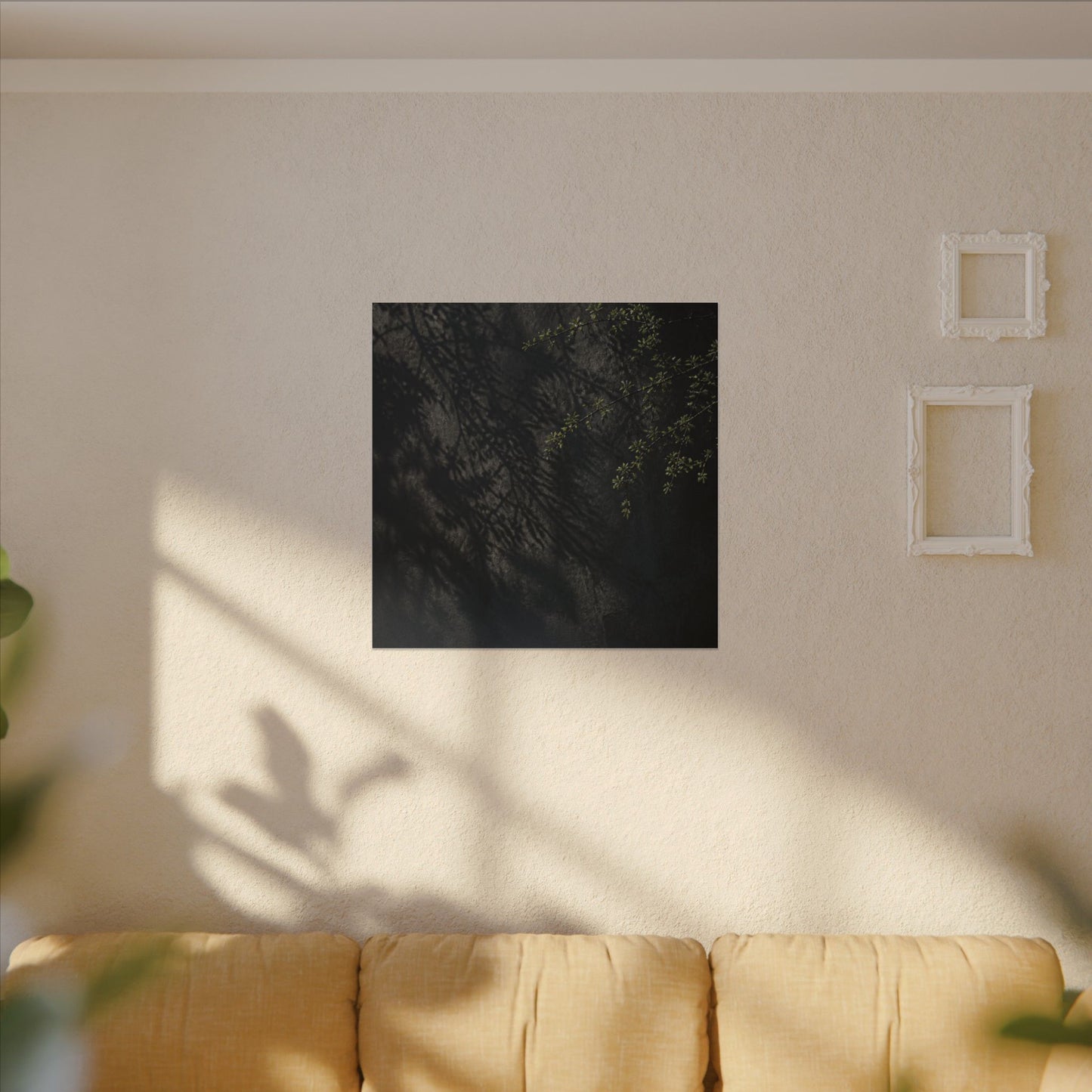 Overcast Shadow Play Canvas Art - Dark Japandi Seijaku